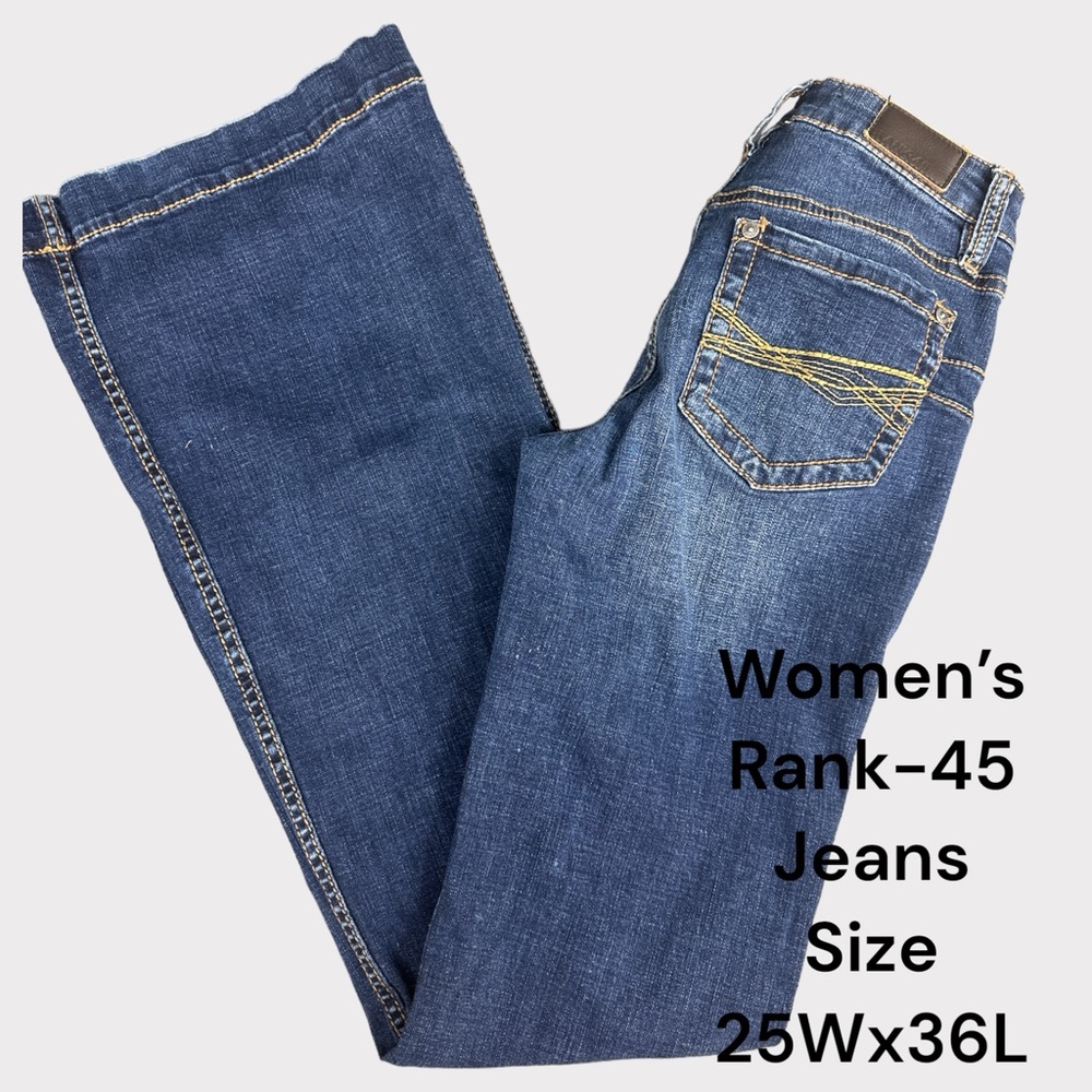 Rank•45 Dark Wash Mid-Rise Flare Jeans size 25W x 36L